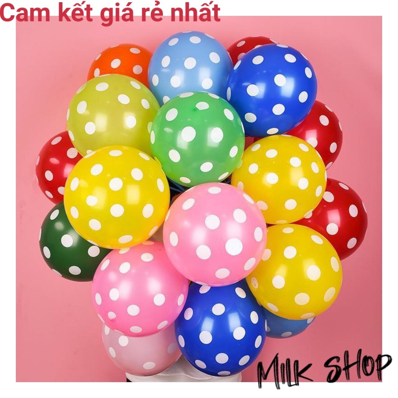 Combo 100 quả bóng bay mix màu chấm bi