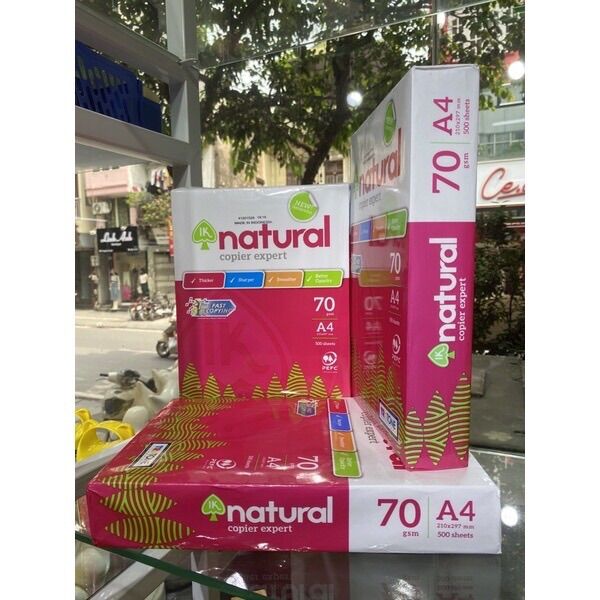 Giấy A4 Natural định lượng 70gsm( đủ 500tờ/ram)