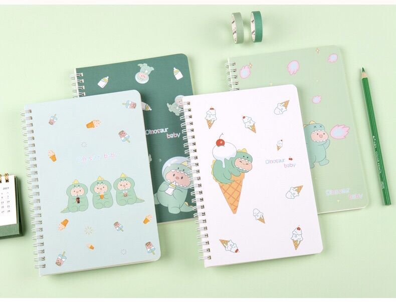 Set 4 cuốn sổ lò xo A5 gáy xoắn 60 trang - kẻ ngang - giao màu ngẫu nhiên