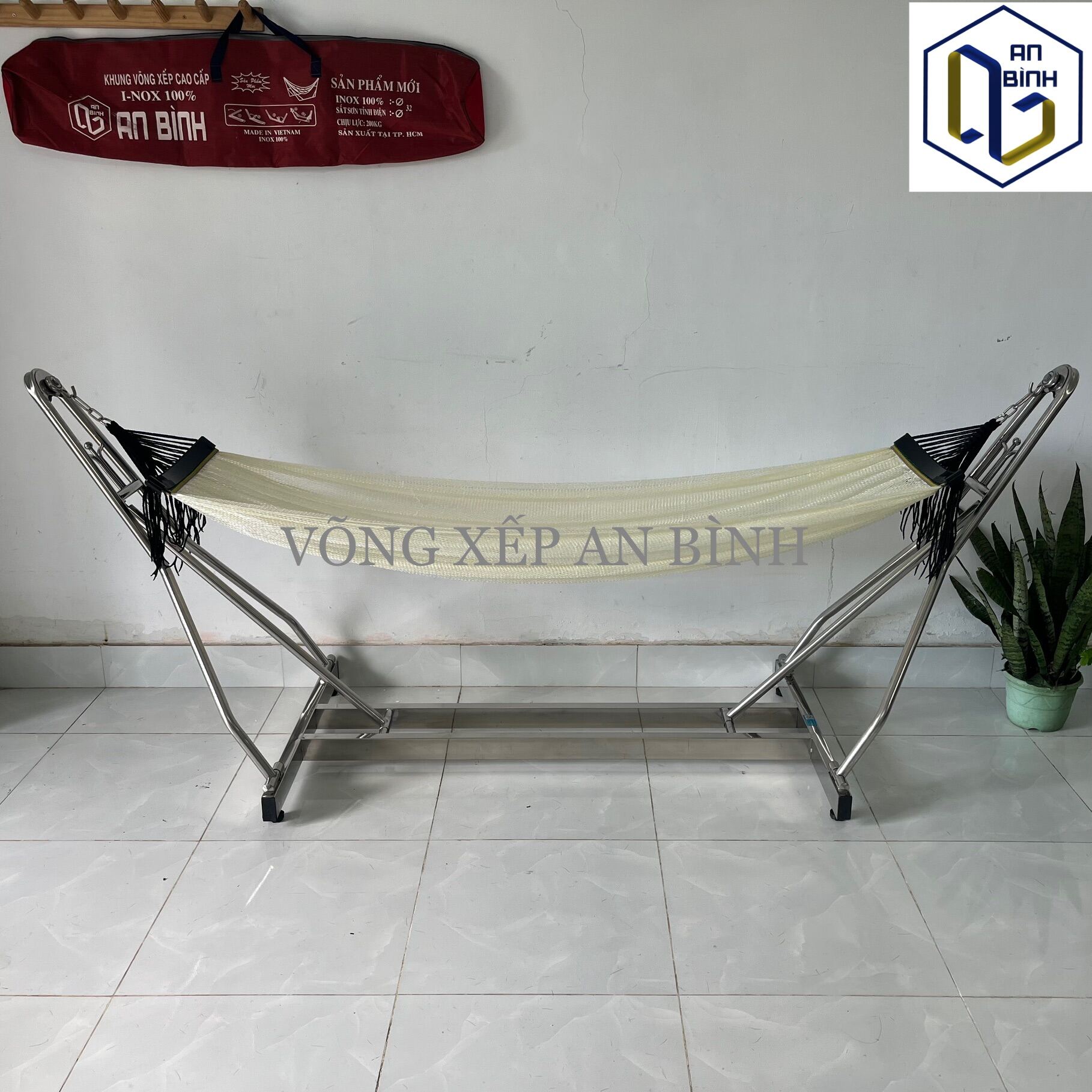 Bộ võng xếp chân hộp An Bình hàng cao cấp inox 100% tải trọng 200kg H36