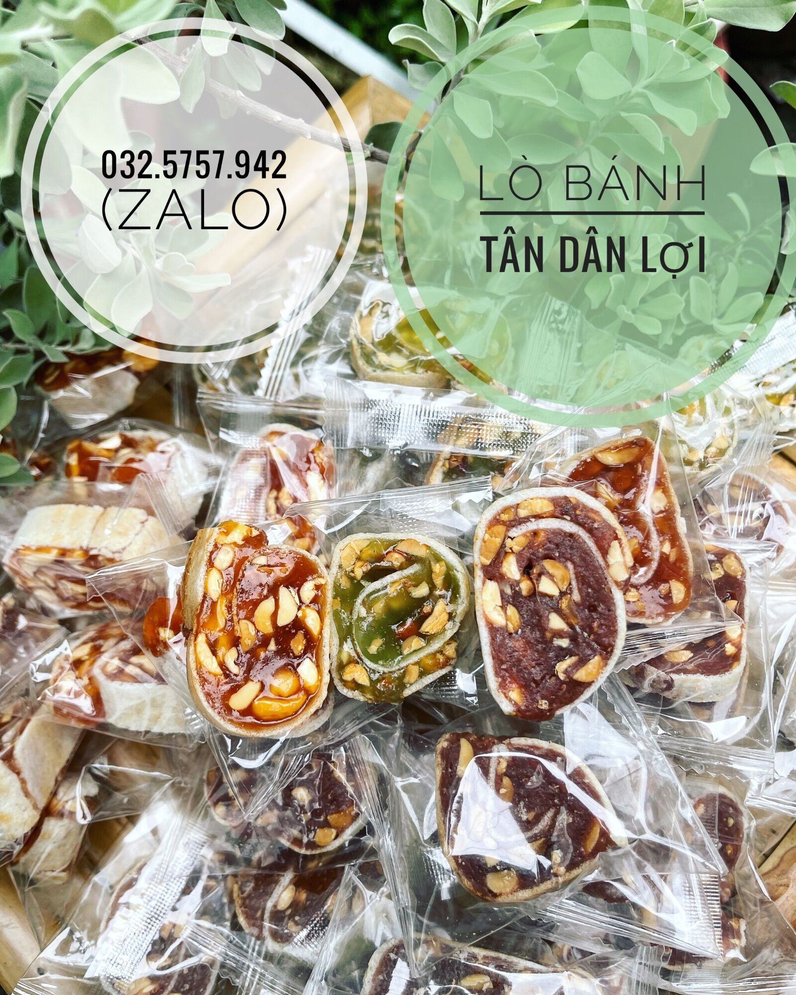 [500gr- 38k] Kẹo chuối cuộn lá dứa đậu phộng - [Tân Dân Lợi] - [Đặc sản Bến Tre]