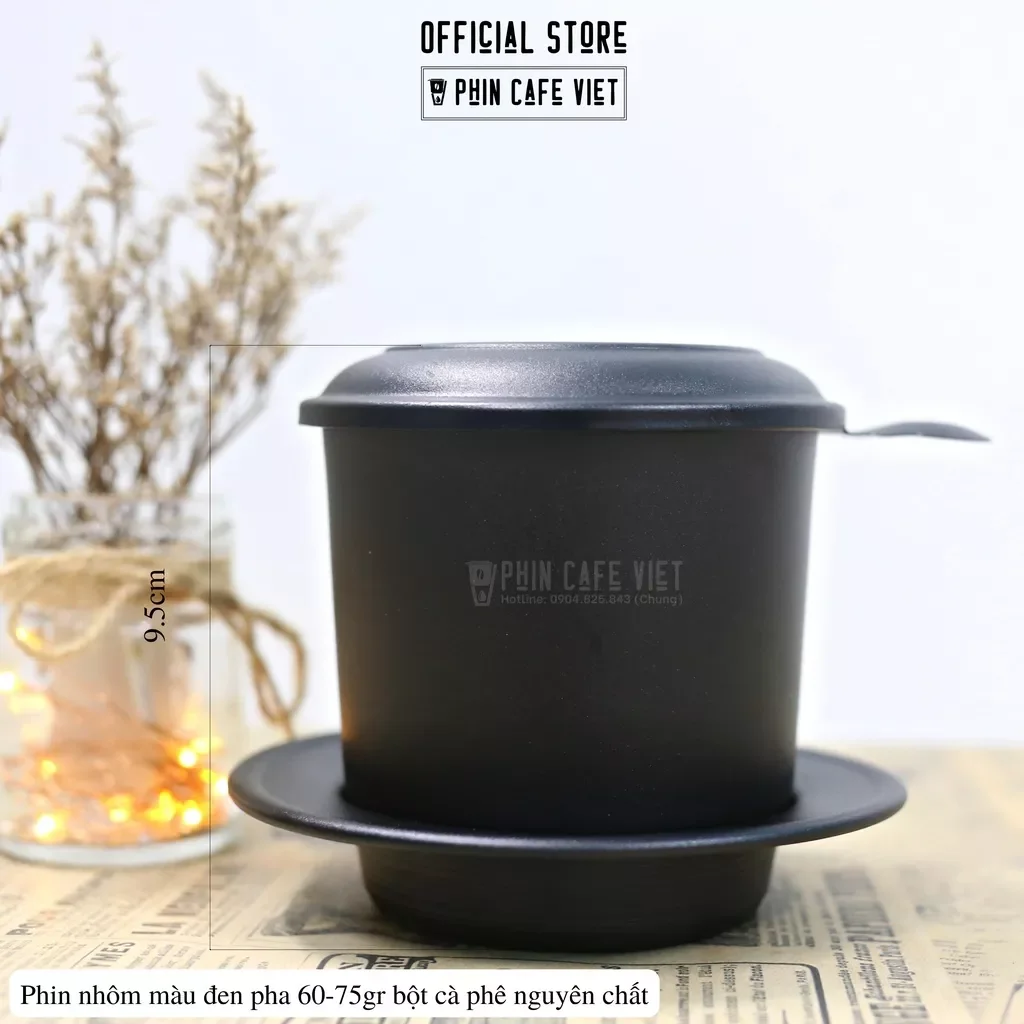 Phin cafe nhôm màu đen pha 60-75gr bột
