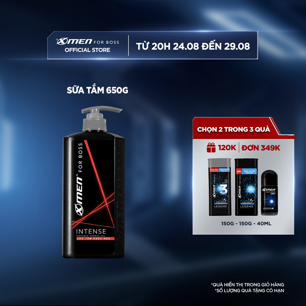 Sữa tắm nước hoa X-Men For Boss Intense - Mùi hương trầm đầy nội lực 650g