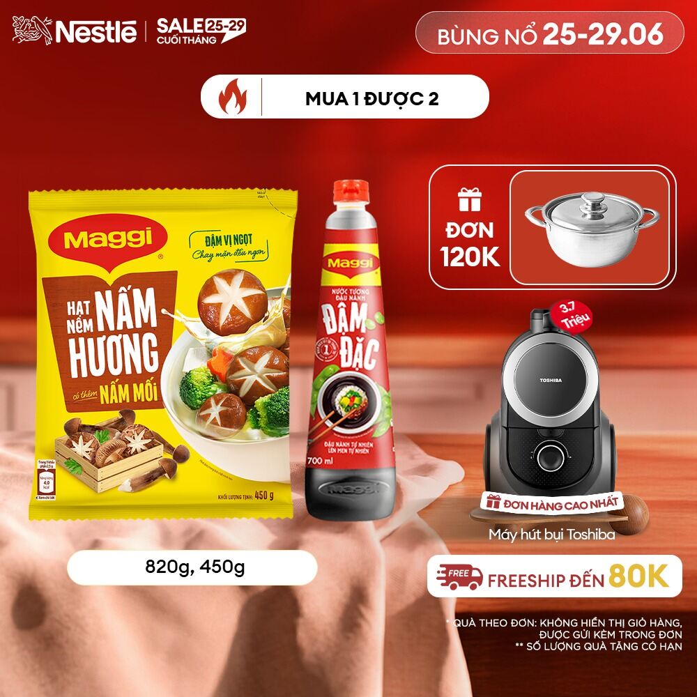 [ƯU ĐÃI THÁNG 6] [FREESHIP TOÀN QUỐC] COMBO MIX VỊ MAGGI: 1 Nước Tương MAGGI® Đậu Nành Đậm Đặc Chai 700ml + 1 Hạt nêm cao cấp MAGGI® Nấm Hương gói 450g