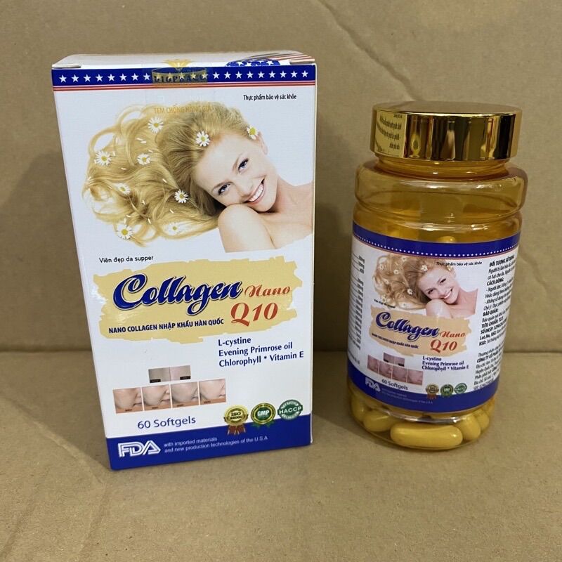 Viên uống trắng da mờ nám collagen nano q10 viên đẹp da supper collagen nano q10 - collagen 500mg tăng cường nội tiết tố