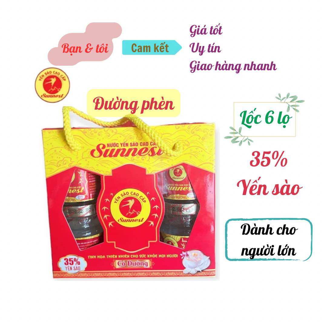 Yến sào Sunnest yến dành cho người lớn, tăng cướng sức đề kháng, hồi phục sức khỏe (Lốc 6 lọ x 70ml)