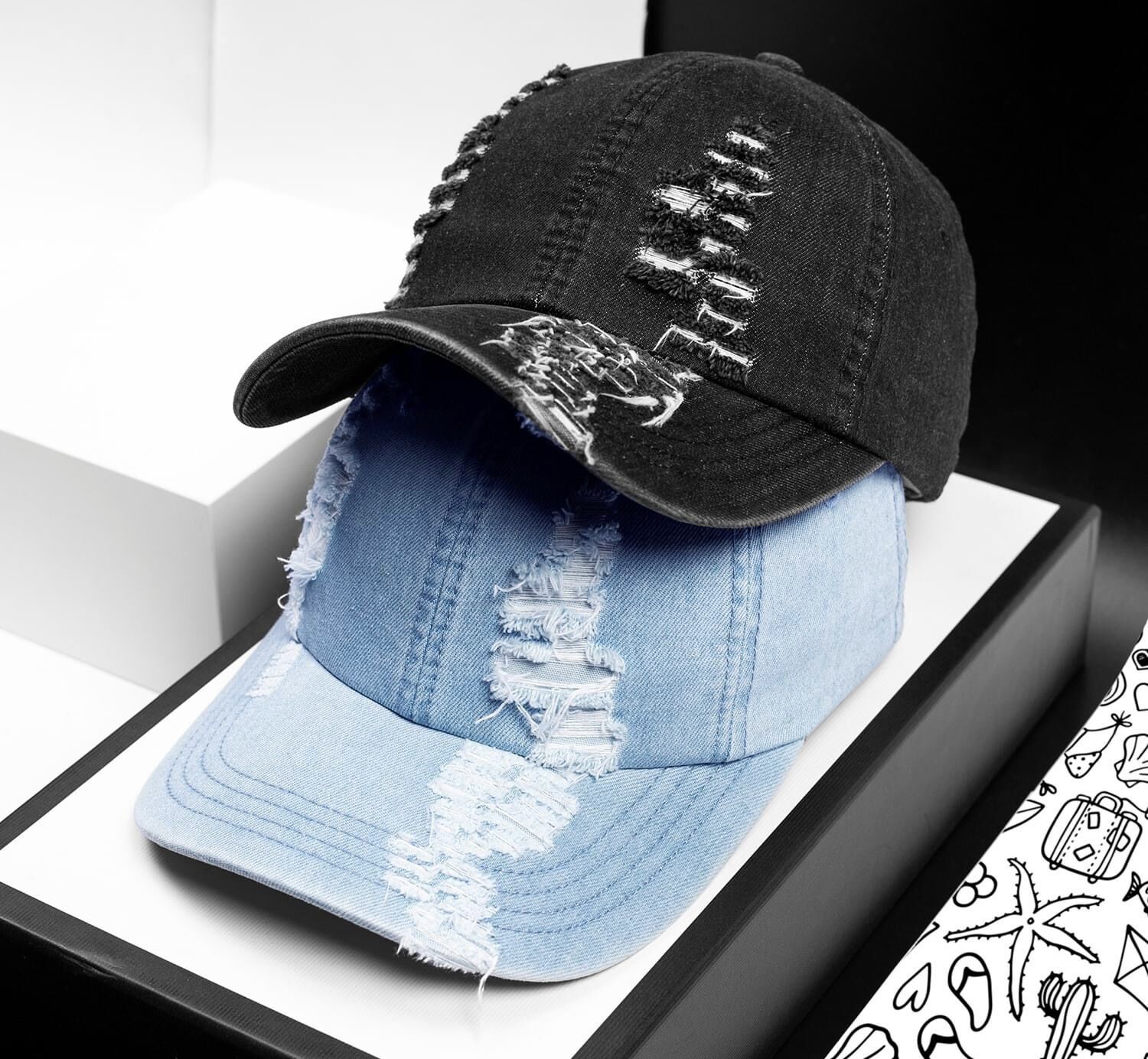 Nón kết jeans tưa bụi bặm - mũ kết jeans rách trơn cá tính