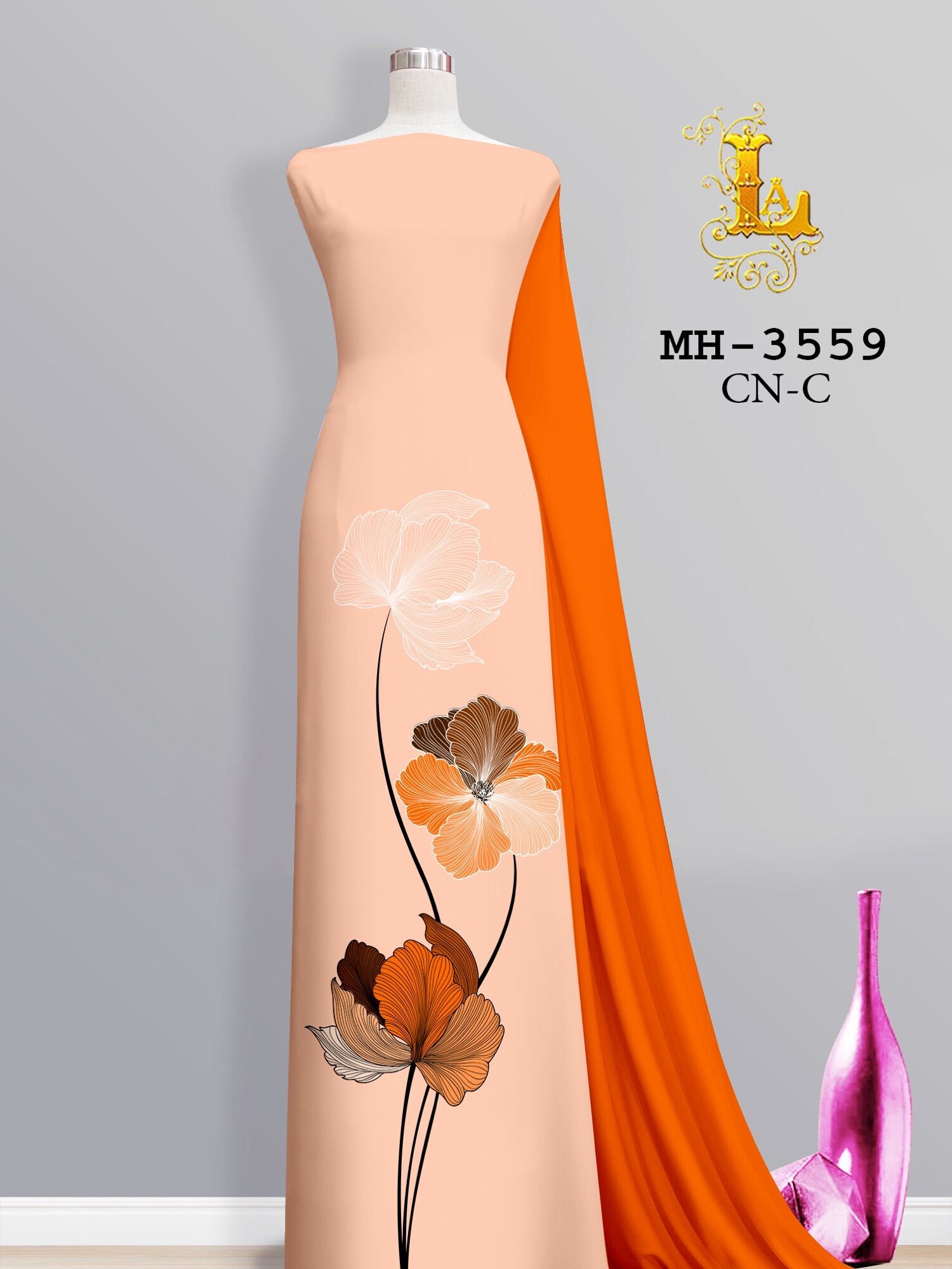 Vải áo dài in hoa đơn giản