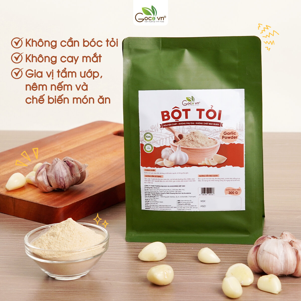 Bột tỏi nguyên chất Goce - Túi 300g