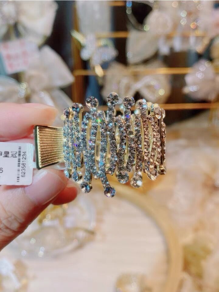 kẹp tóc đuôi ngựa đính châu đá phong cách hàn quốc