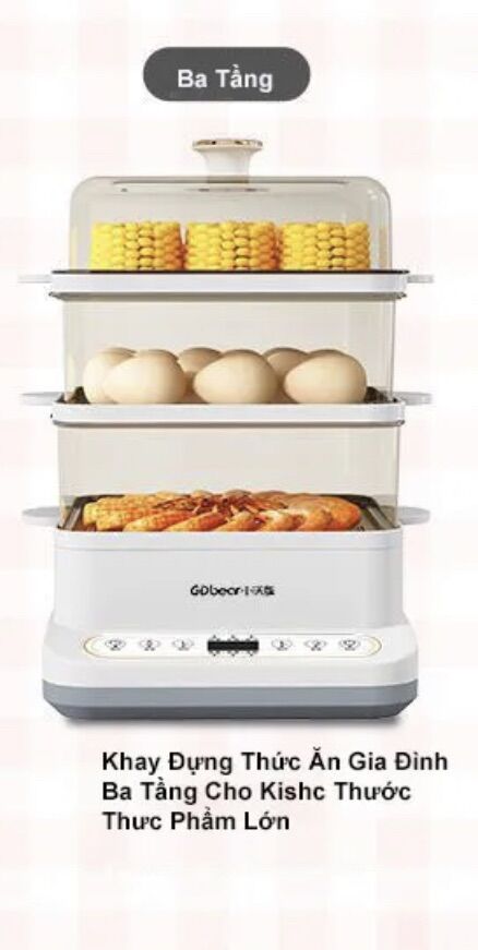 Lồng hấp đồ ăn thực phẩm khoai trứng thông minh nồi hấp đa năng giữ ấm ba tầng rộng rãi máy hấp thực phẩm