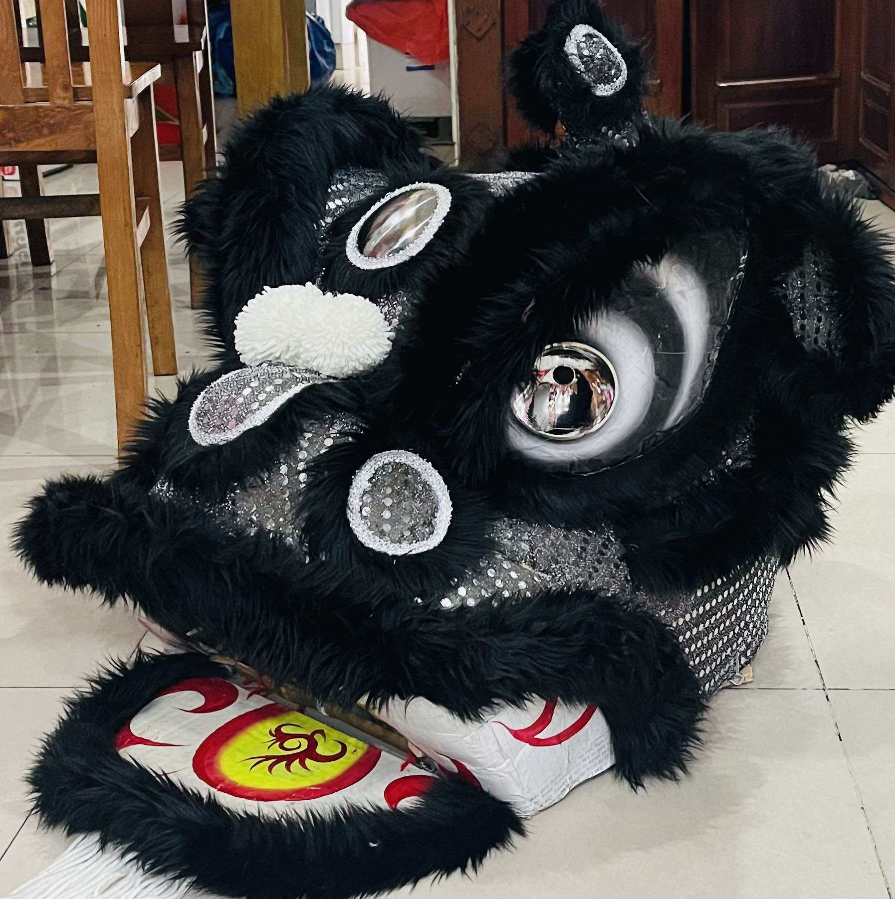 🐯Lân sư rồng dán vải kim xa, viên lông thú