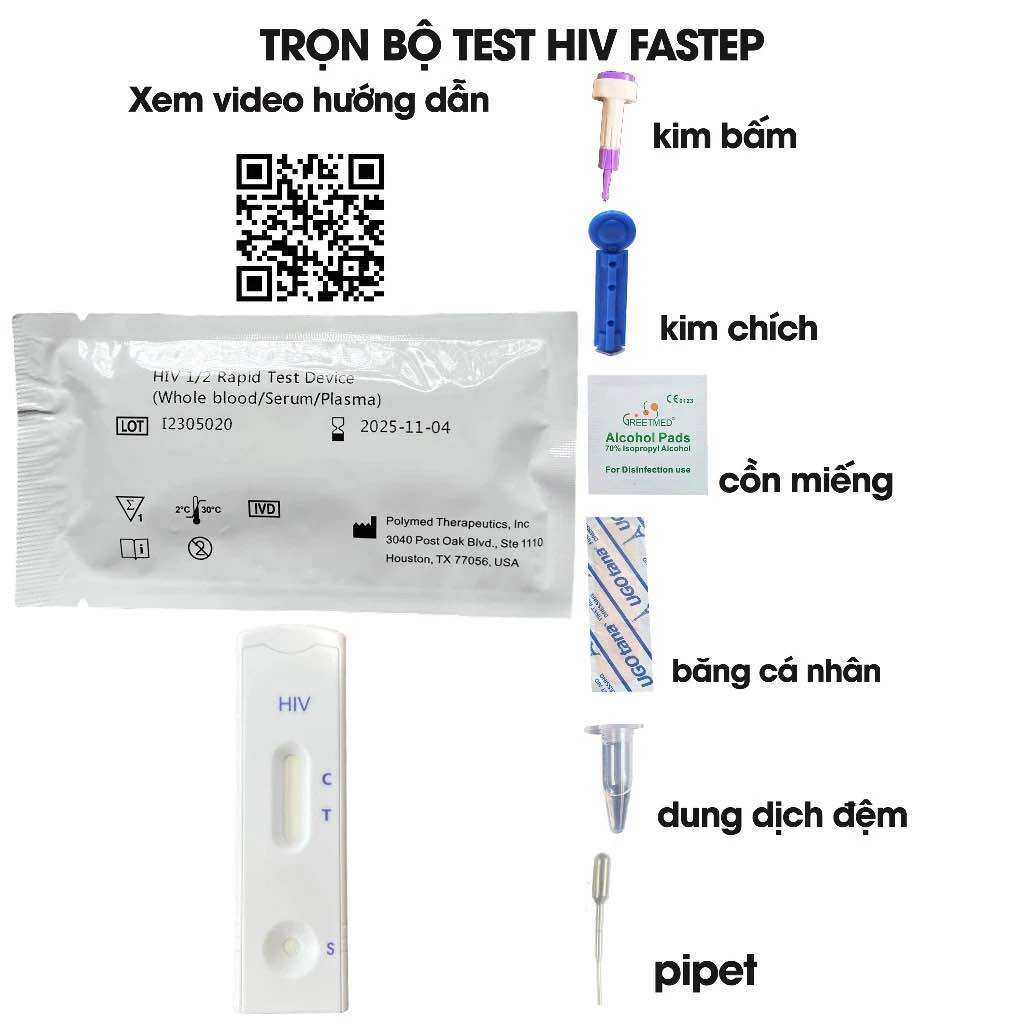  Que thử HIV tại nhà Fastep USA 