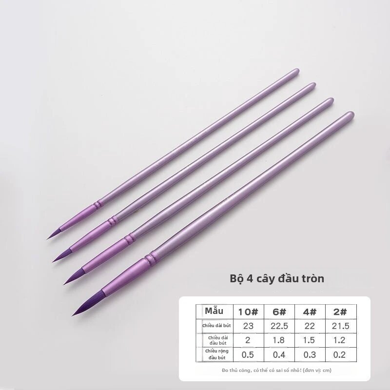 4/6 Chiếc Bộ Cọ Màu Nước Mềm Tóc Nylon Đầu Tròn Đầu Dẹt Phấn Dầu Nghệ Thuật Bút Lông Học Sinh Tranh Tiếp Liệu Tay Cầm Gỗ
