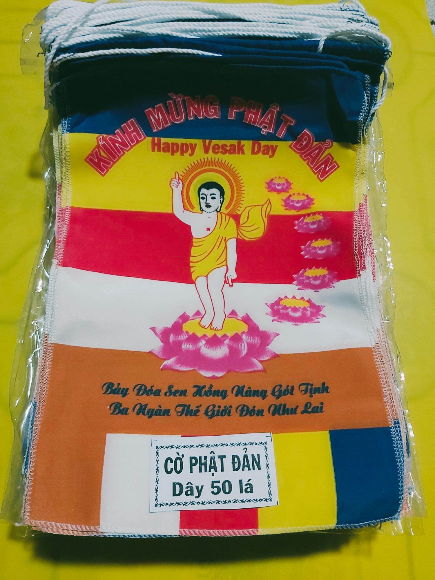[HCM]Cờ dây Phật đản ( dây 50 lá )