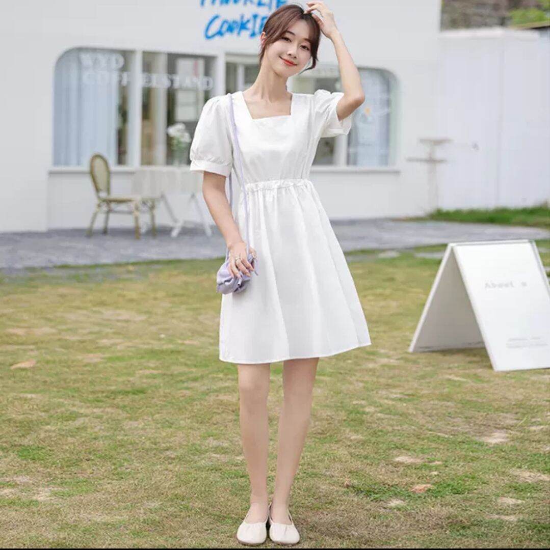 đầm thô tay bồng rút eo vintage ảnh thật