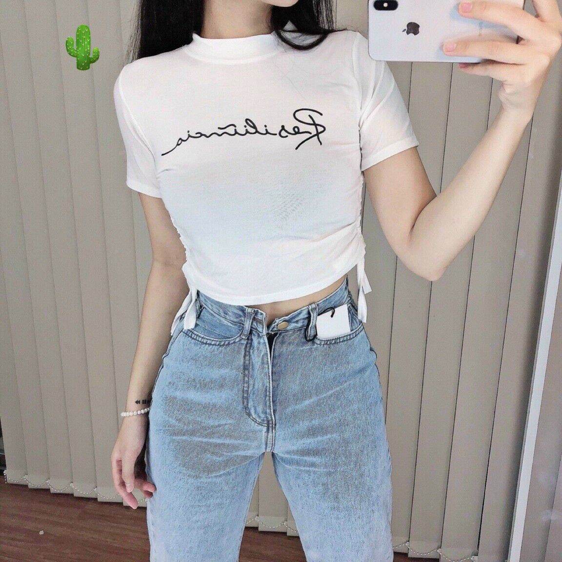 ÁO CROPTOP RÚT HAI BÊN EO