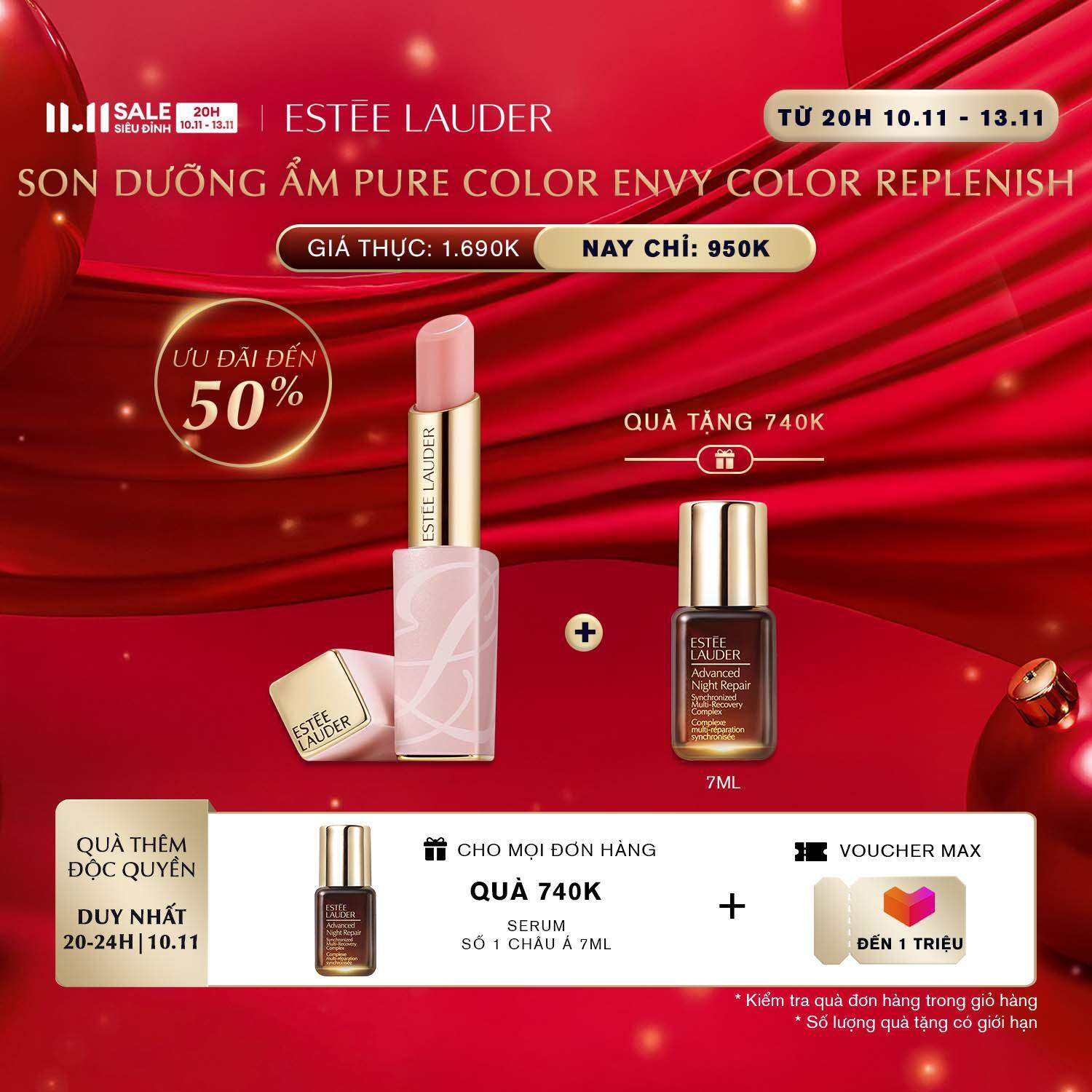 [ĐỘC QUYỀN 11.11] Son dưỡng ẩm môi mềm mịn Estee Lauder Pure Color Envy Color Replenish Lip Balm 3.2