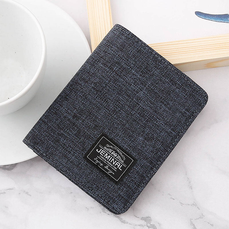 MEN'S Wallet Men's Short 2019 New Style Canvas Popular Brand Simple Youth High School Students Ultra-Thin Cool Leather Wallet