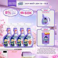 Combo 4 Chai Nước Lau Bề Mặt Đa Năng MaxKleen Loại Bỏ 99.9% Vi Khuẩn Hương Trà Xanh & Cam Bergamot 520ml