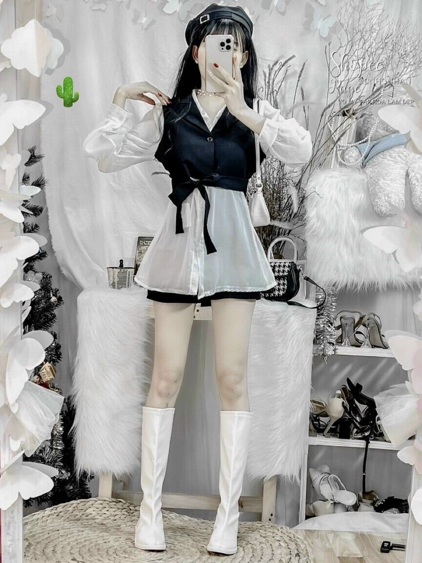 Set áo sơ mi kèm gile xinh