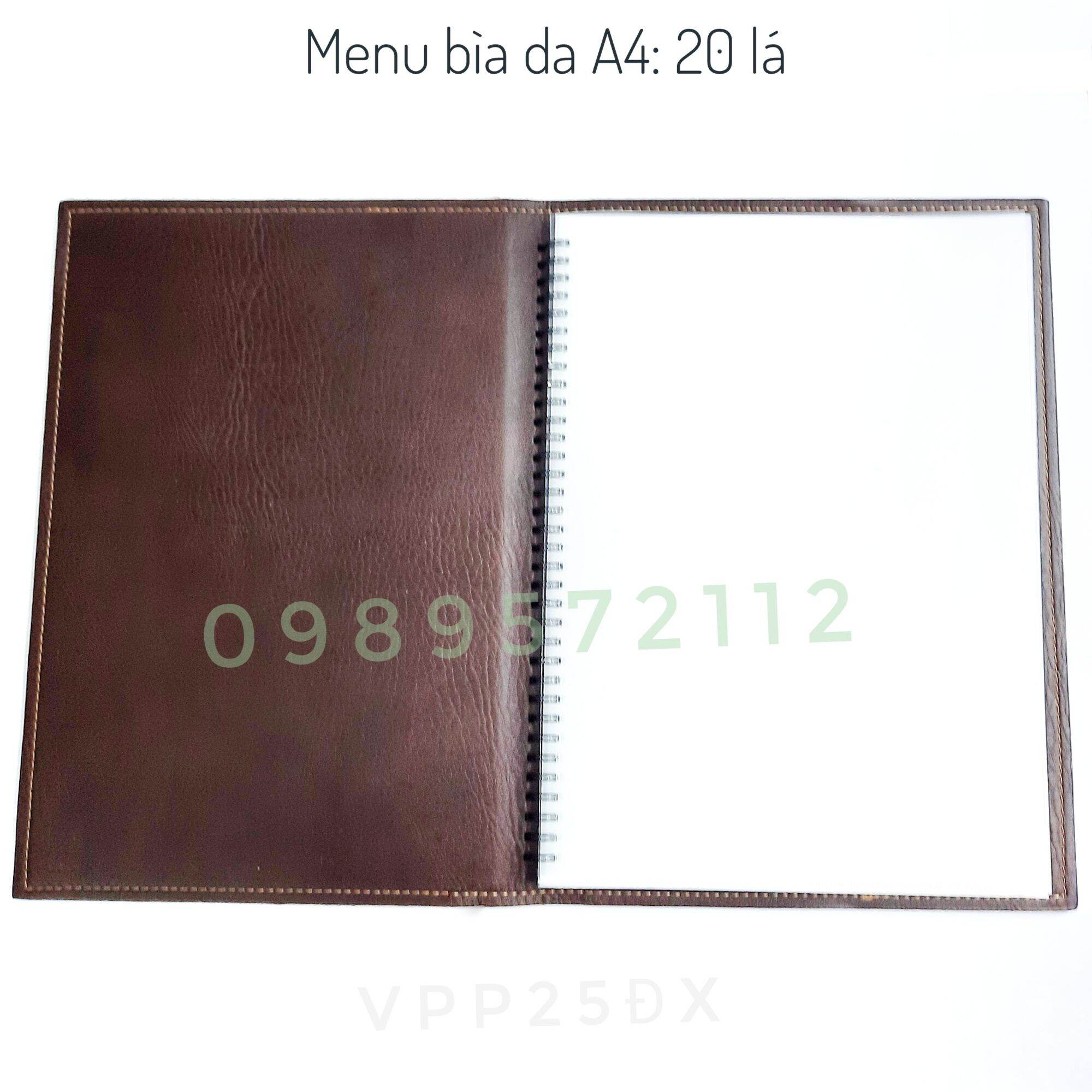 Menu bìa da A4 (Ruột 20 lá).