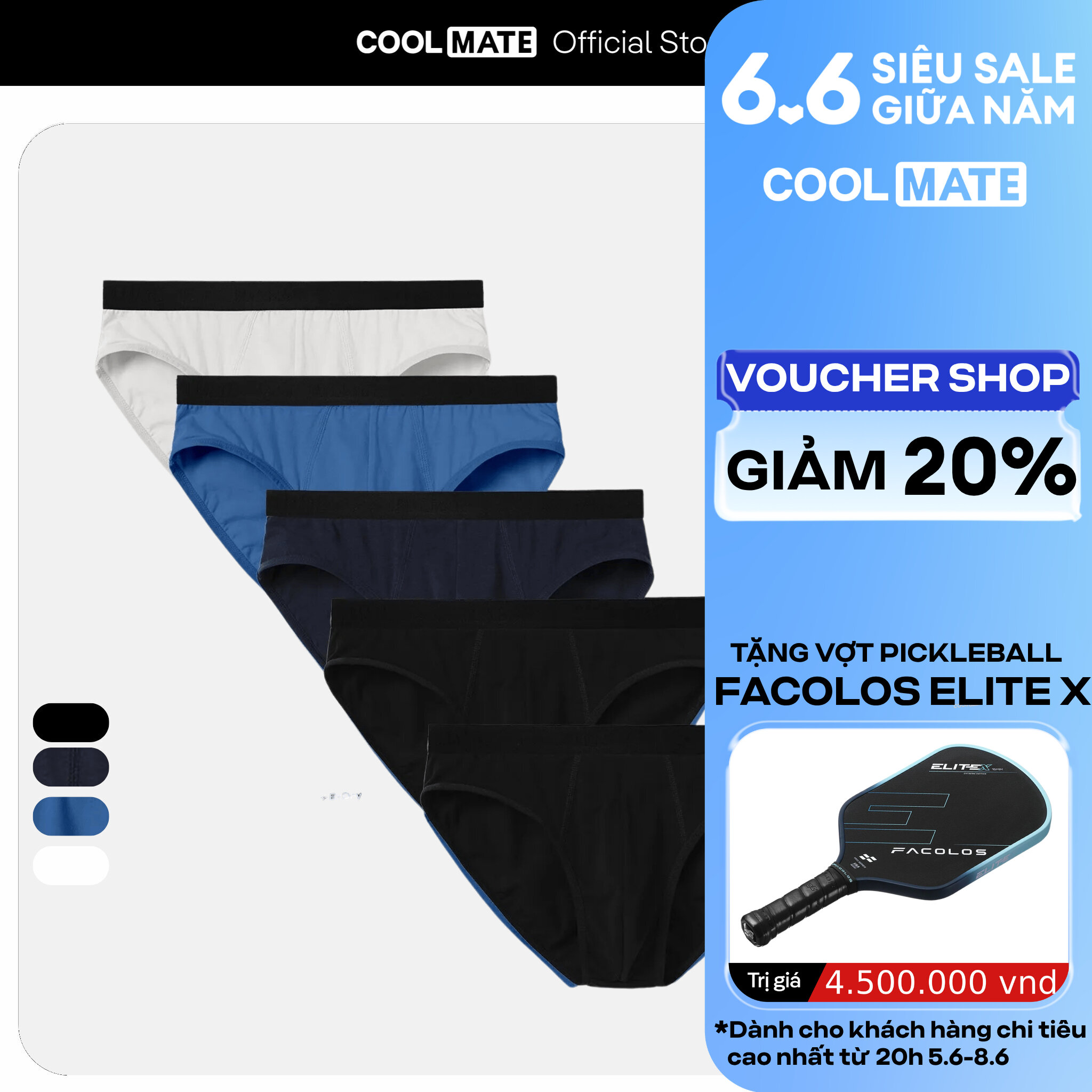 Pack 5 Brief Cotton Coolmate Basics cạp logo Coolmate