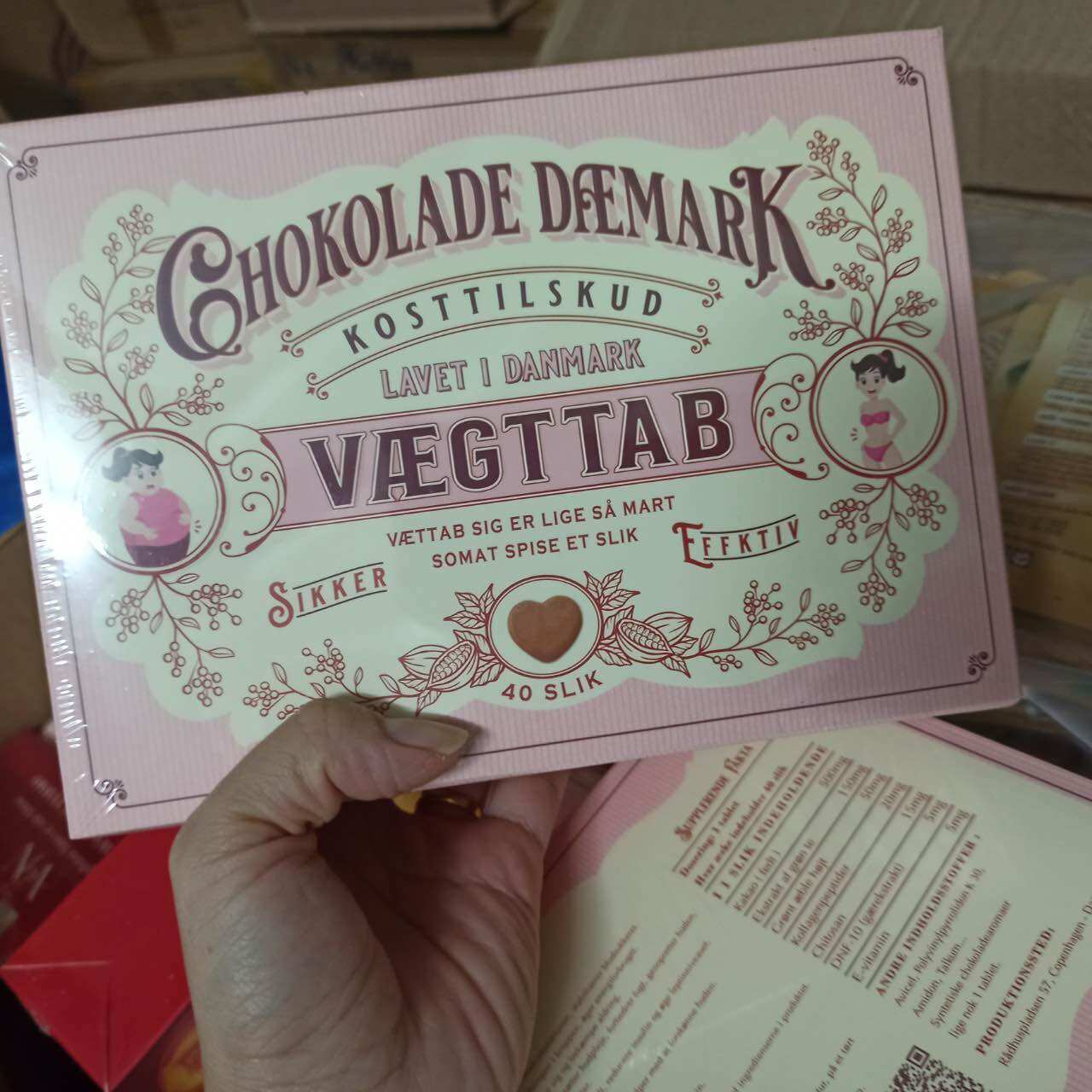 ( 40 viên ) Kẹo Socola Giảm Cân Đan Mạch hộp hồng nhạt