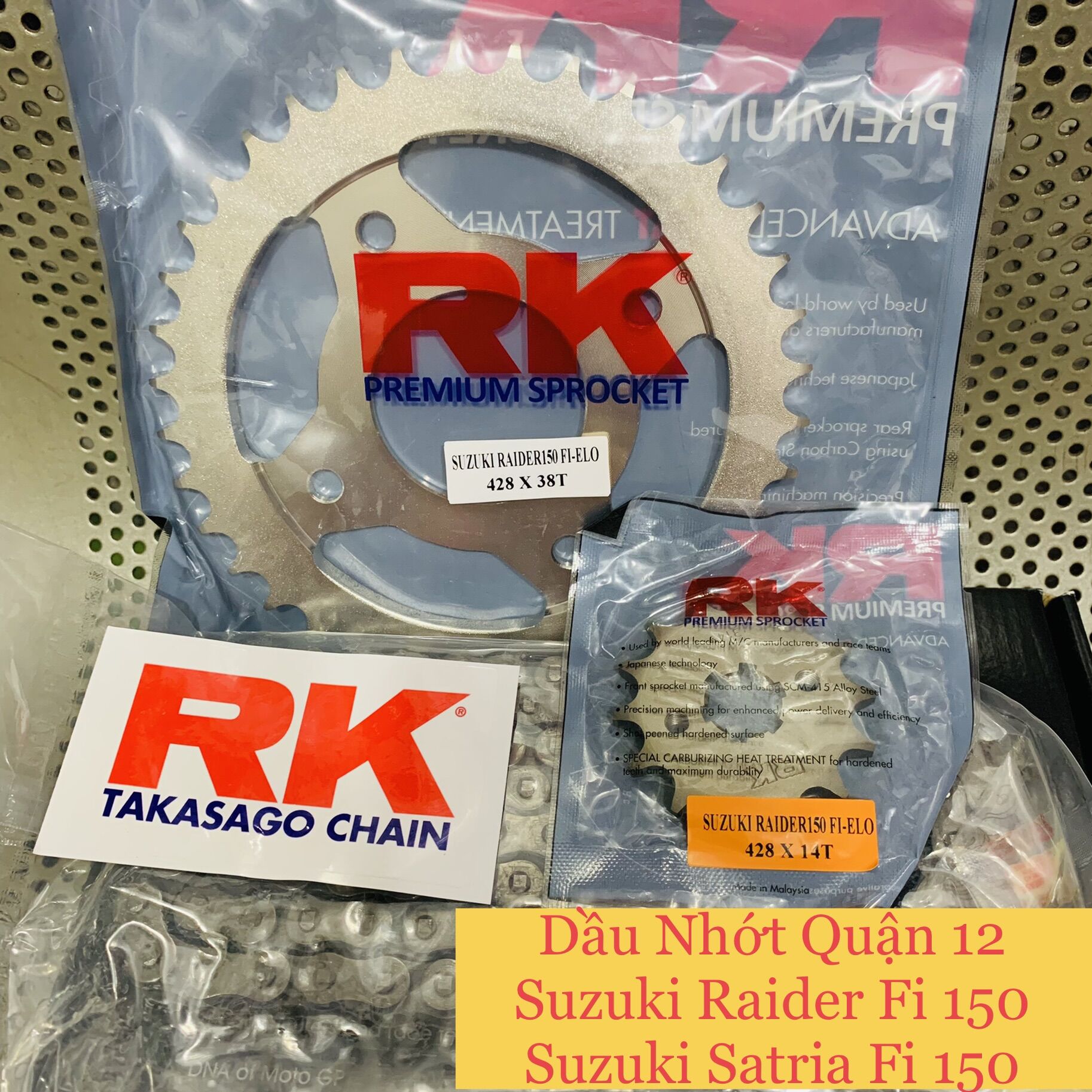 Suzuki raider fi o-ring chain kit bộ nhông dĩa sên đen phốt cao su thông số zin rk - japan
