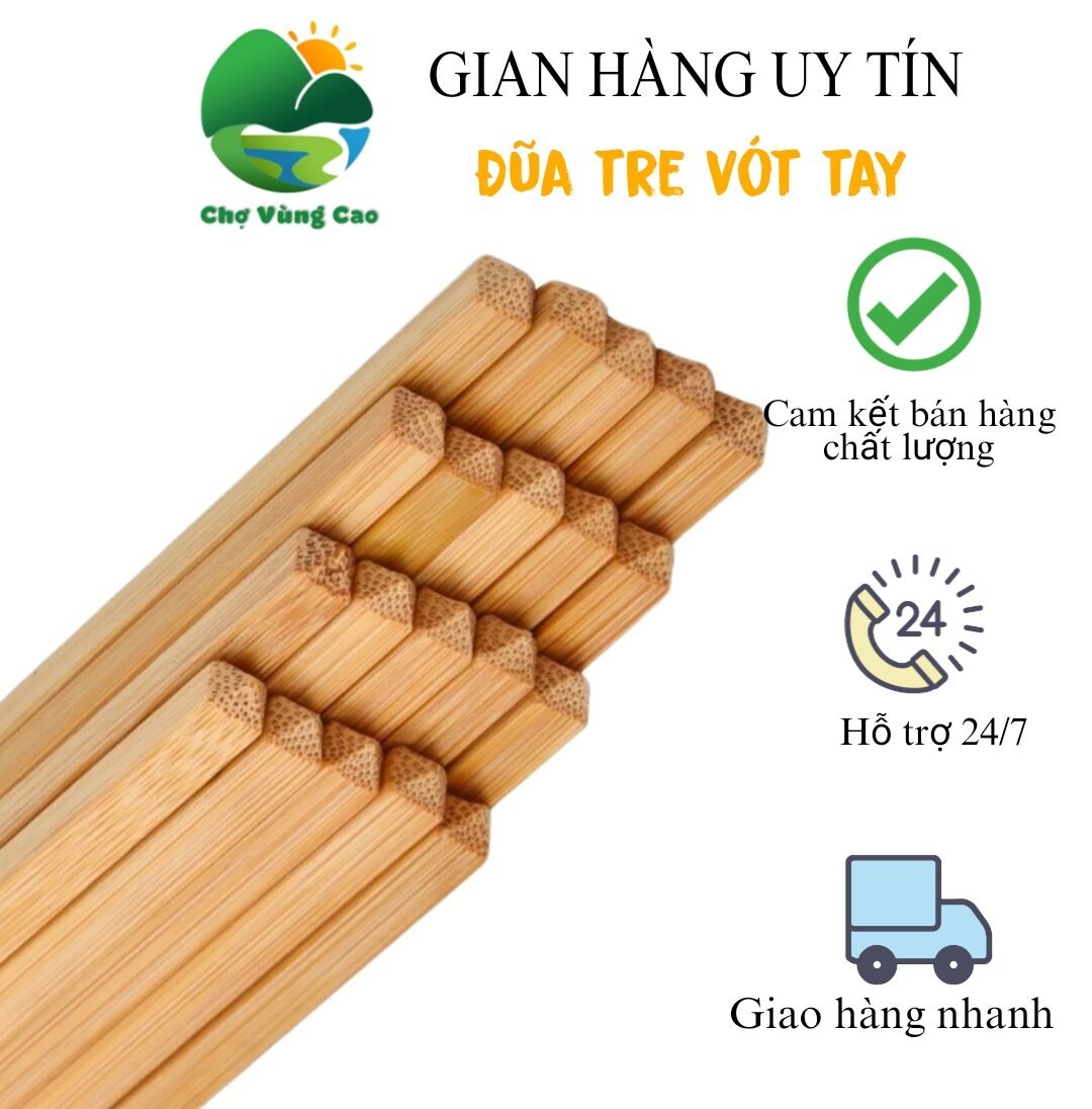 10 đôi đũa tre vót tay thủ công