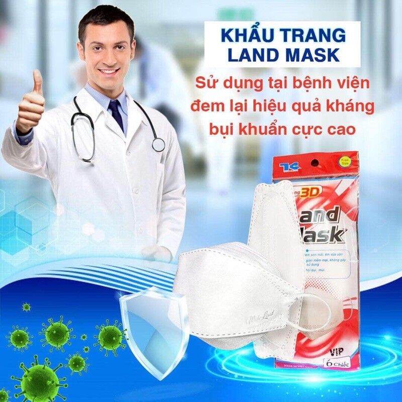Gói 6 chiếc khẩu trang kháng khuẩn Land mask túi đỏ, VIP