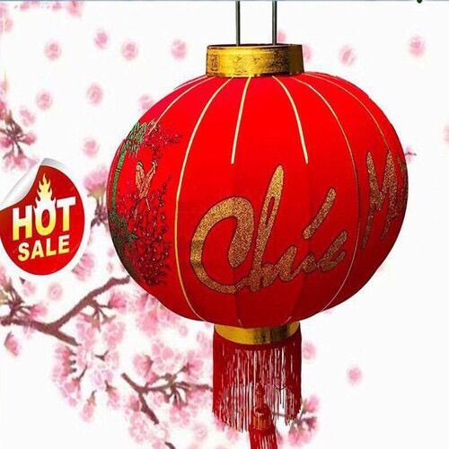 Đèn lồng đỏ size 60cm treo trang trí tết nhung