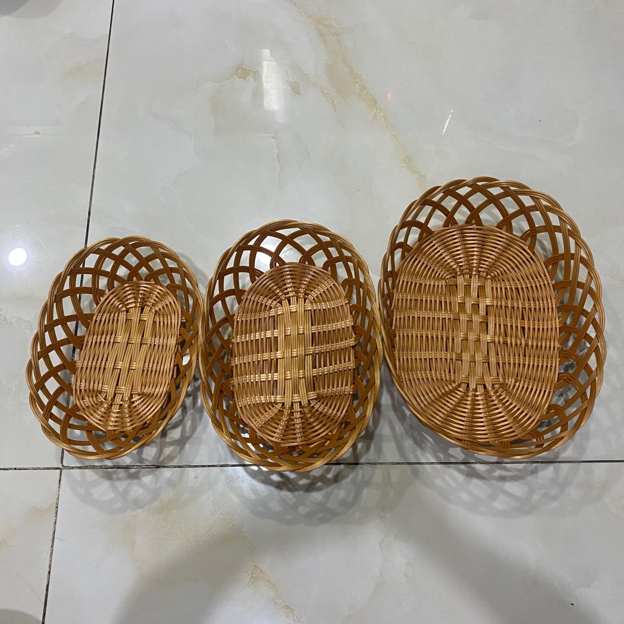 [HCM]Rổ nhựa giả mây trang trí đựng thực phẩm