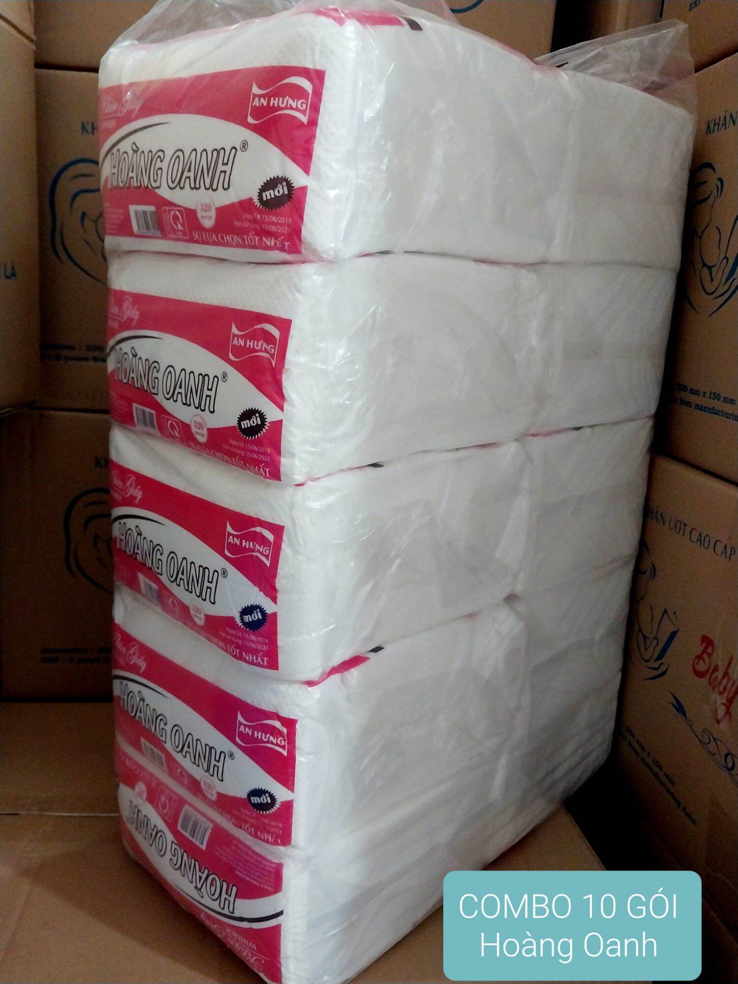 [ COMBO 10 GÓI ] Giấy Ăn Hoàng Oanh/ Hoàng Anh 450 Tờ Đôi.