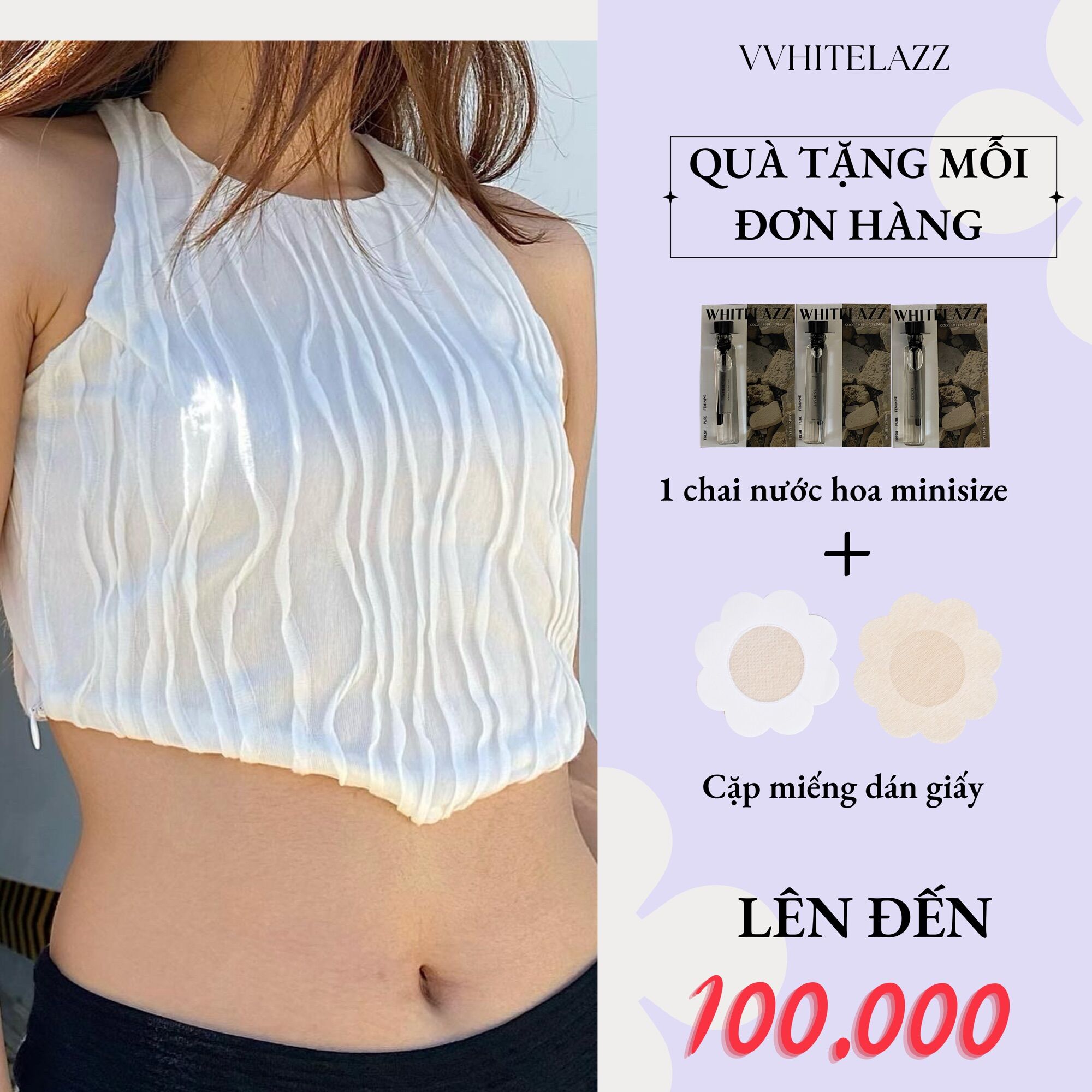 Whitelazz | áo croptop ba lỗ màu trắng kimi top