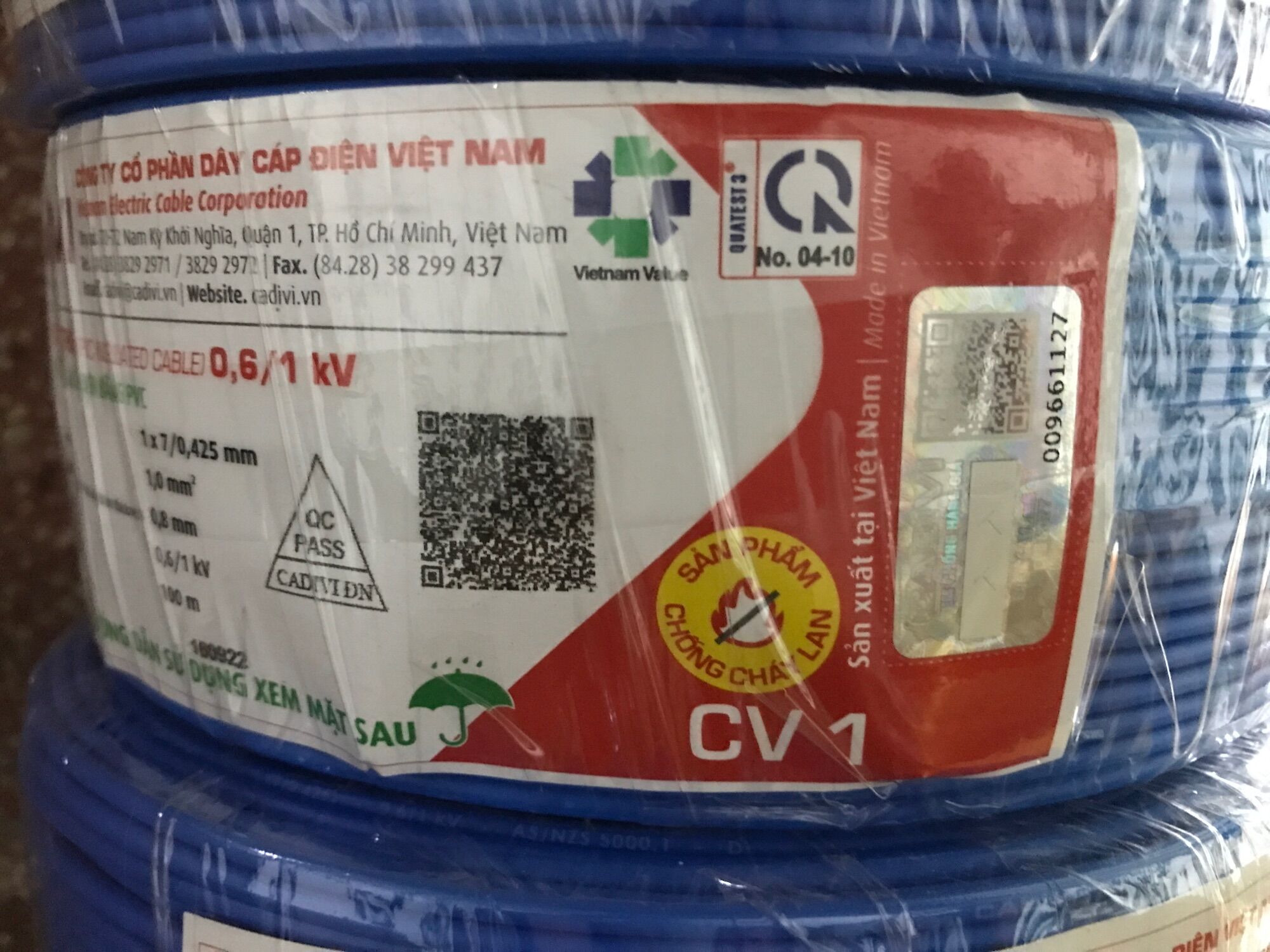 Dây điện cadivi 1.0 đơn 7 sợi (cuộn 100 mét)