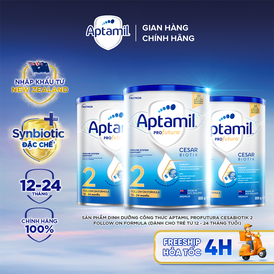 [Hỏa tốc - 0Đ] Combo 3 Sữa bột Aptamil Profutura Cesarbiotik New Zealand số 2 800g - Synbiotic độc quyền