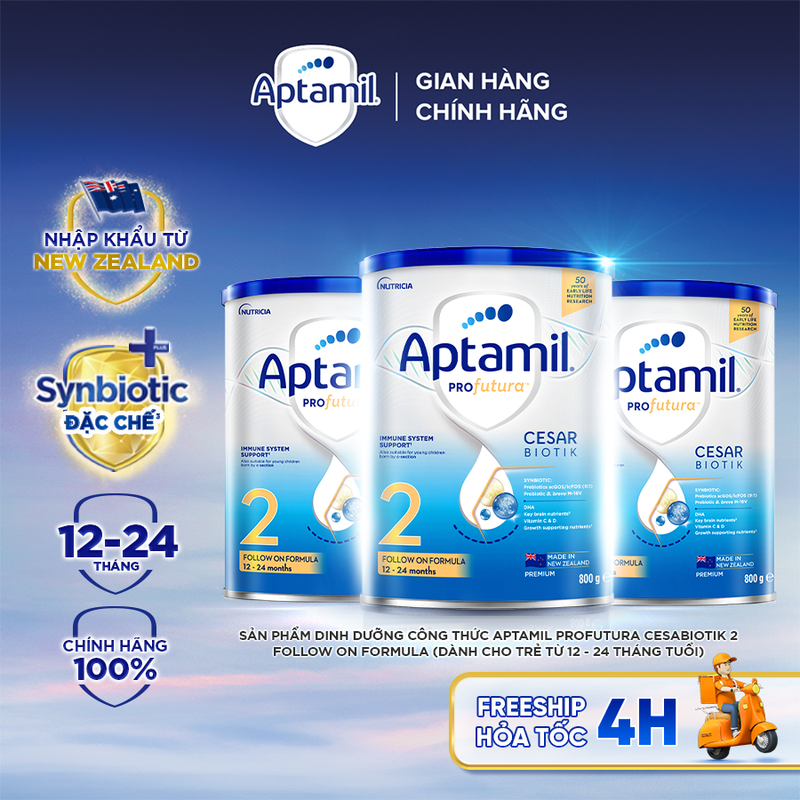 Combo 3 Sữa bột Aptamil Profutura Cesarbiotik New Zealand số 2 800g - Synbiotic đặc chế