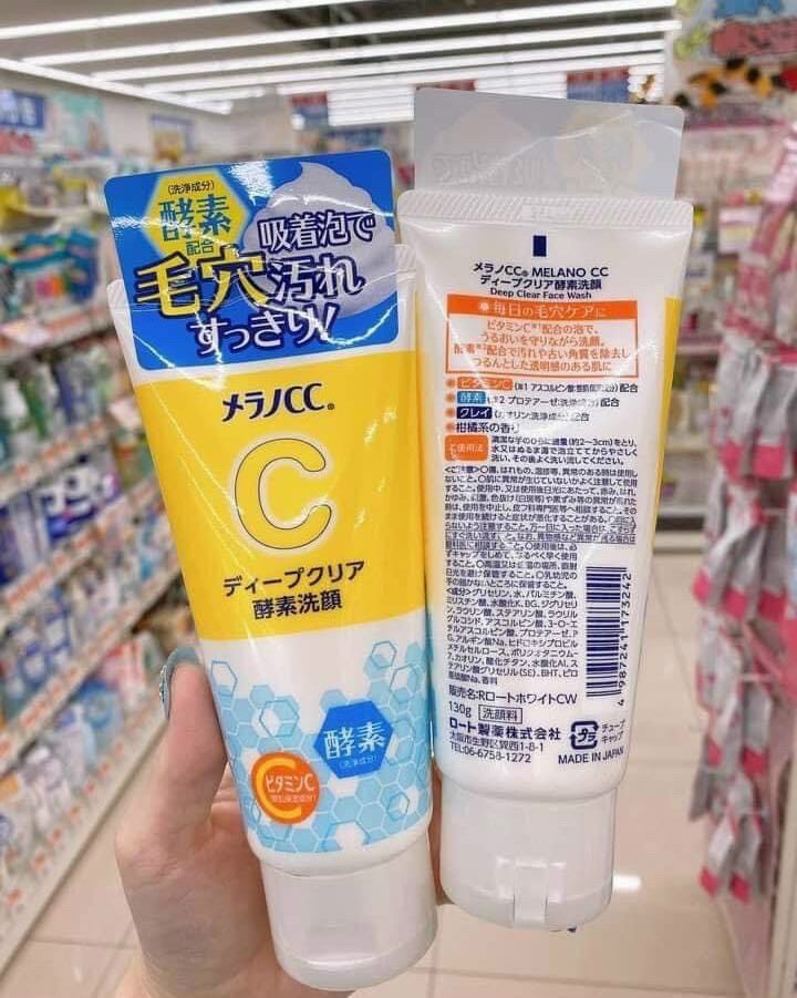 Sữa rửa mặt melano cc vitamin c 130g mẫu mới,melano cc deep clear face wash nhật bản dưỡng trắng mờ thâm mụn