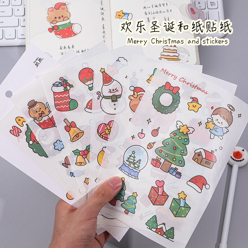 Set 6 tờ stickers lớn chủ đề Giáng Sinh / Merry Chrismas dùng để trang trí