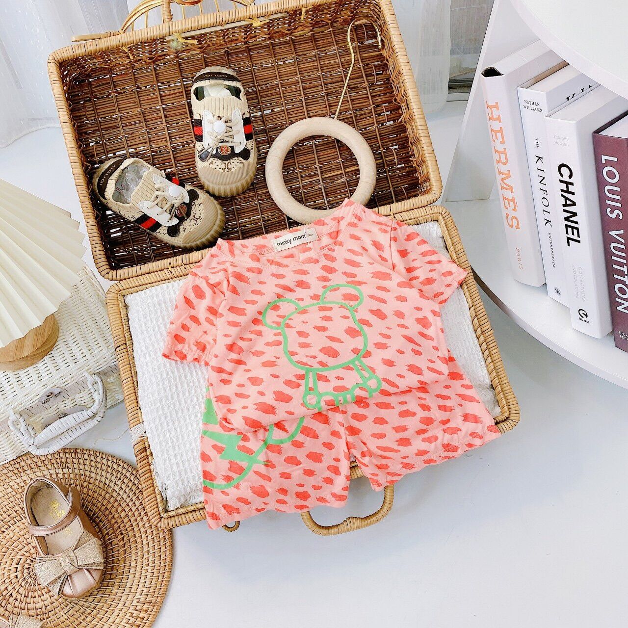 Bộ cộc tay thun lạnh minky cho bé