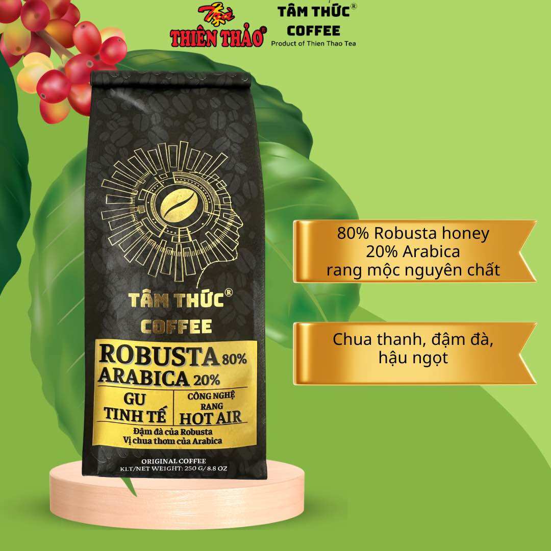  Cà phê Robusta:Arabica tỷ lệ 8:2 GU Tinh Tế TÂM THỨC COFFEE gói 250g 