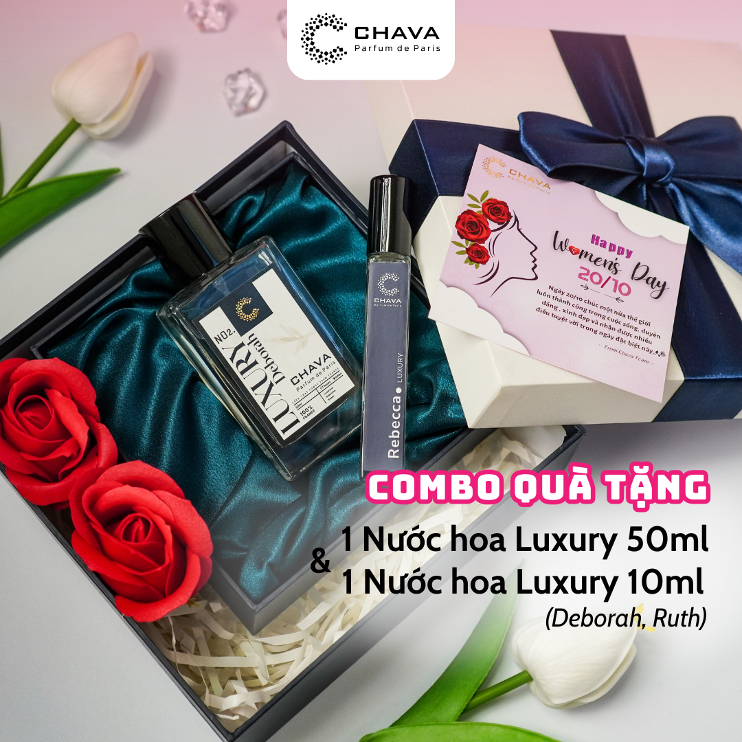 COMBO QUÀ TẶNG 1 nước hoa LUXURY 50ML(RUTH, DEBORAH, DANIEL) + 1 NƯỚC HOA LUXURY 10ML(RUTH, DEBORAH, DANIEL) - CHAVA