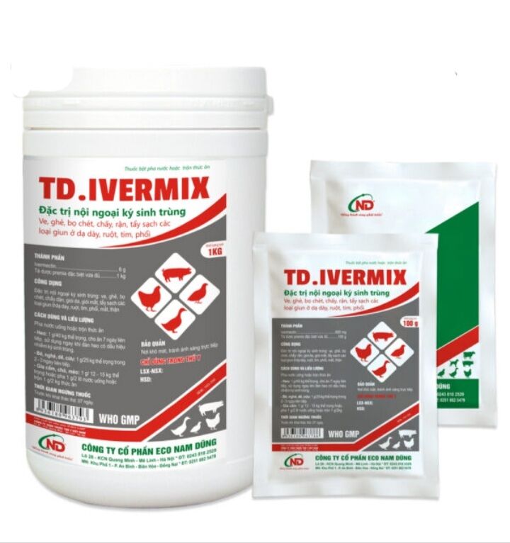 Combo 4 gói* 10 gram TD Ivermix nội ngoại ký sinh trùng