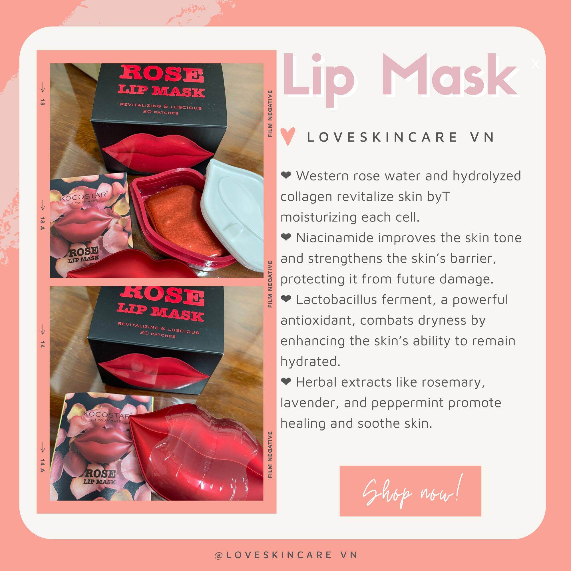 Mặt nạ môi hoa hồng kocostar rose lip mask