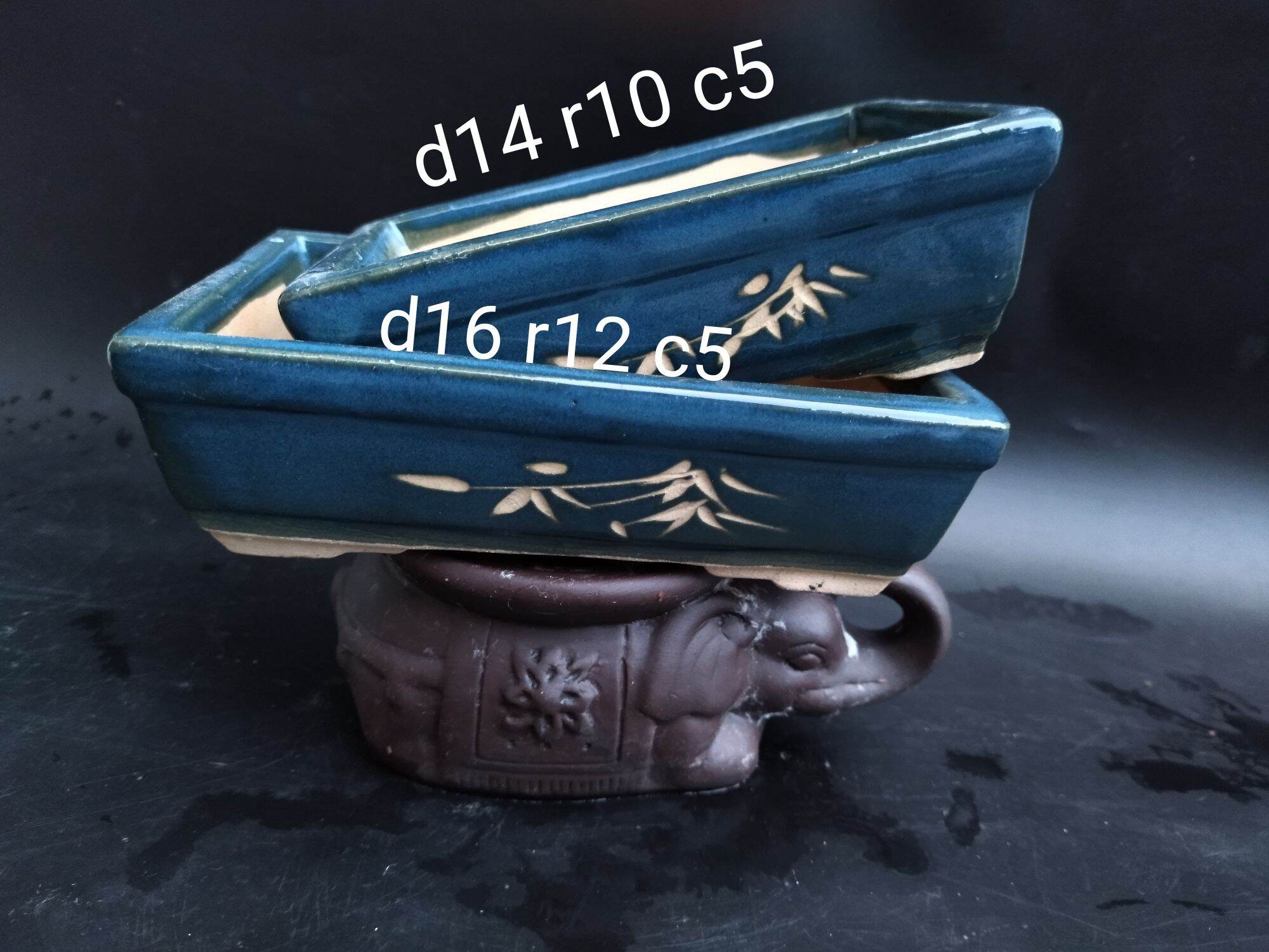 bộ 2 chậu chữ nhật bonsai