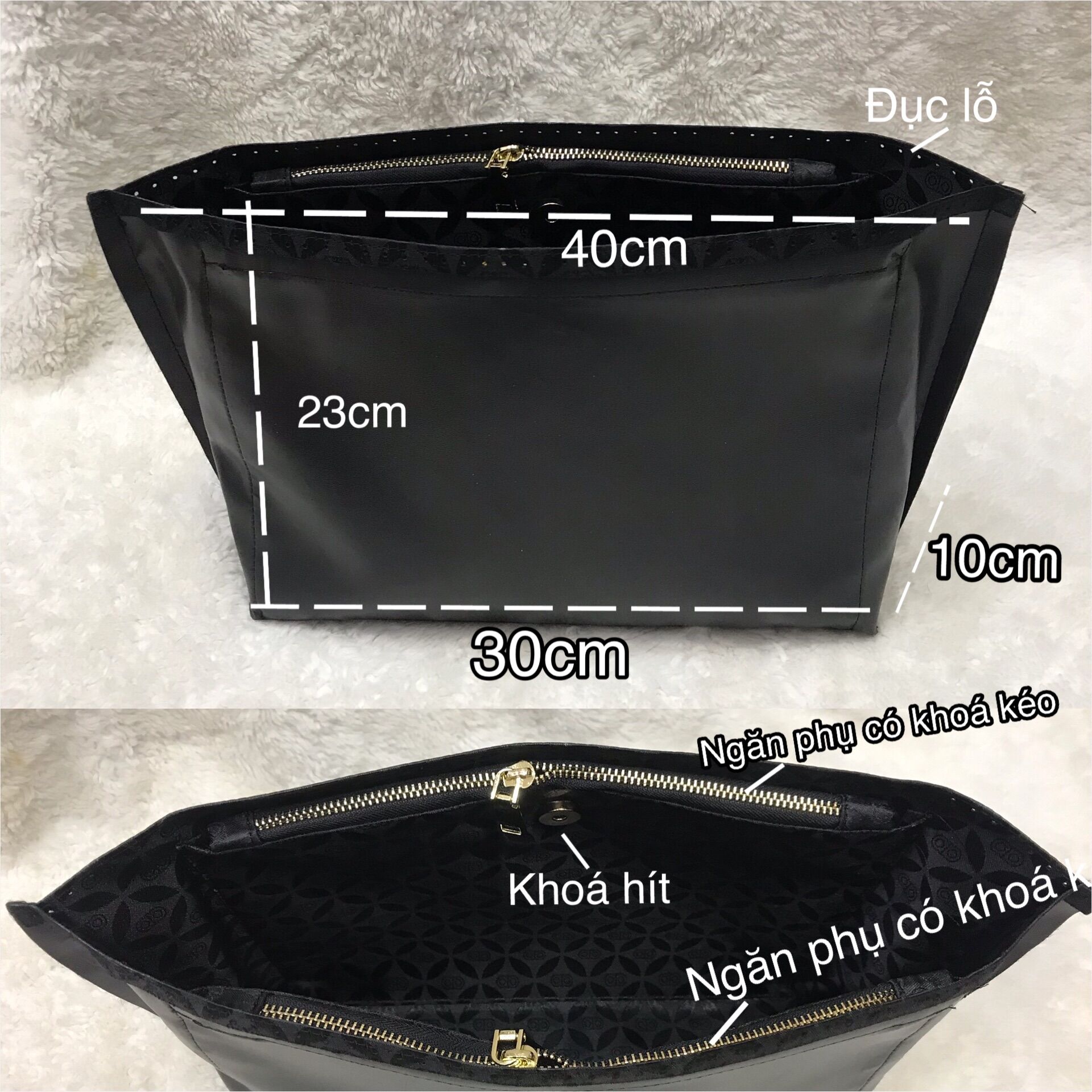 Lót túi mềm simili size lớn 40x23x10cm