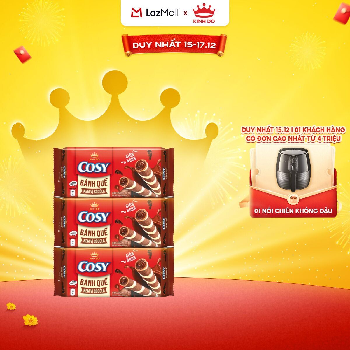  Bánh Quế COSY Kem Vị Sô Cô La Combo 3 Bánh X 126G 