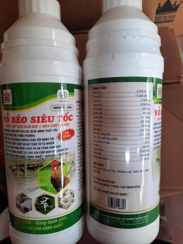 Vỗ béo siêu tốc tất cả vật nuôi 1lít cho gà vịt heo dê
