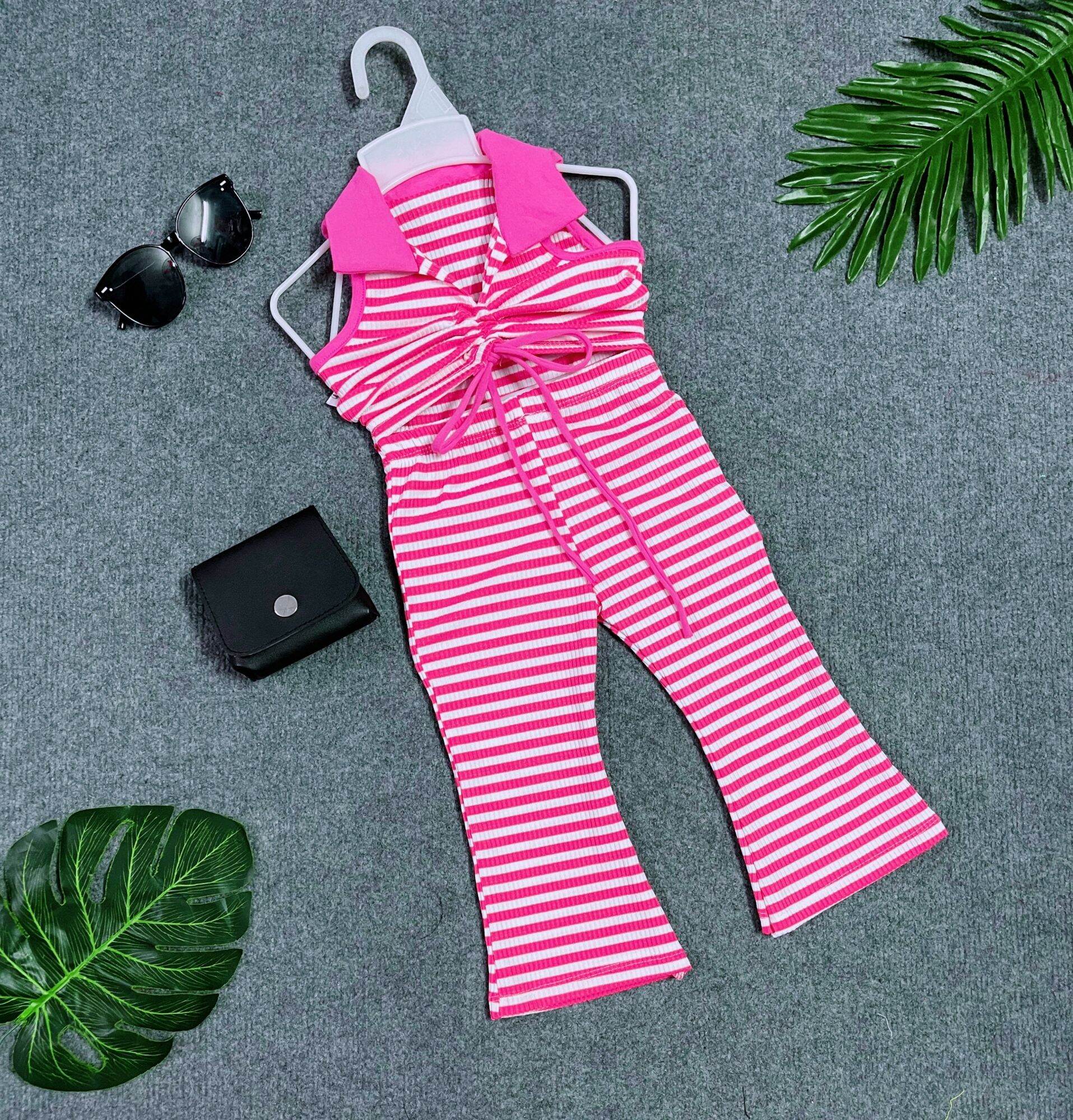 Set áo thun quần loe cho bé gái - thun cotton mềm mại